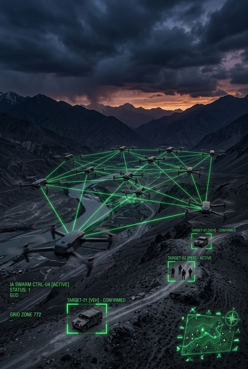 APINDRA autonomous ISR drone swarm coordination — multi-domain sensor fusion for network-centric warfare India